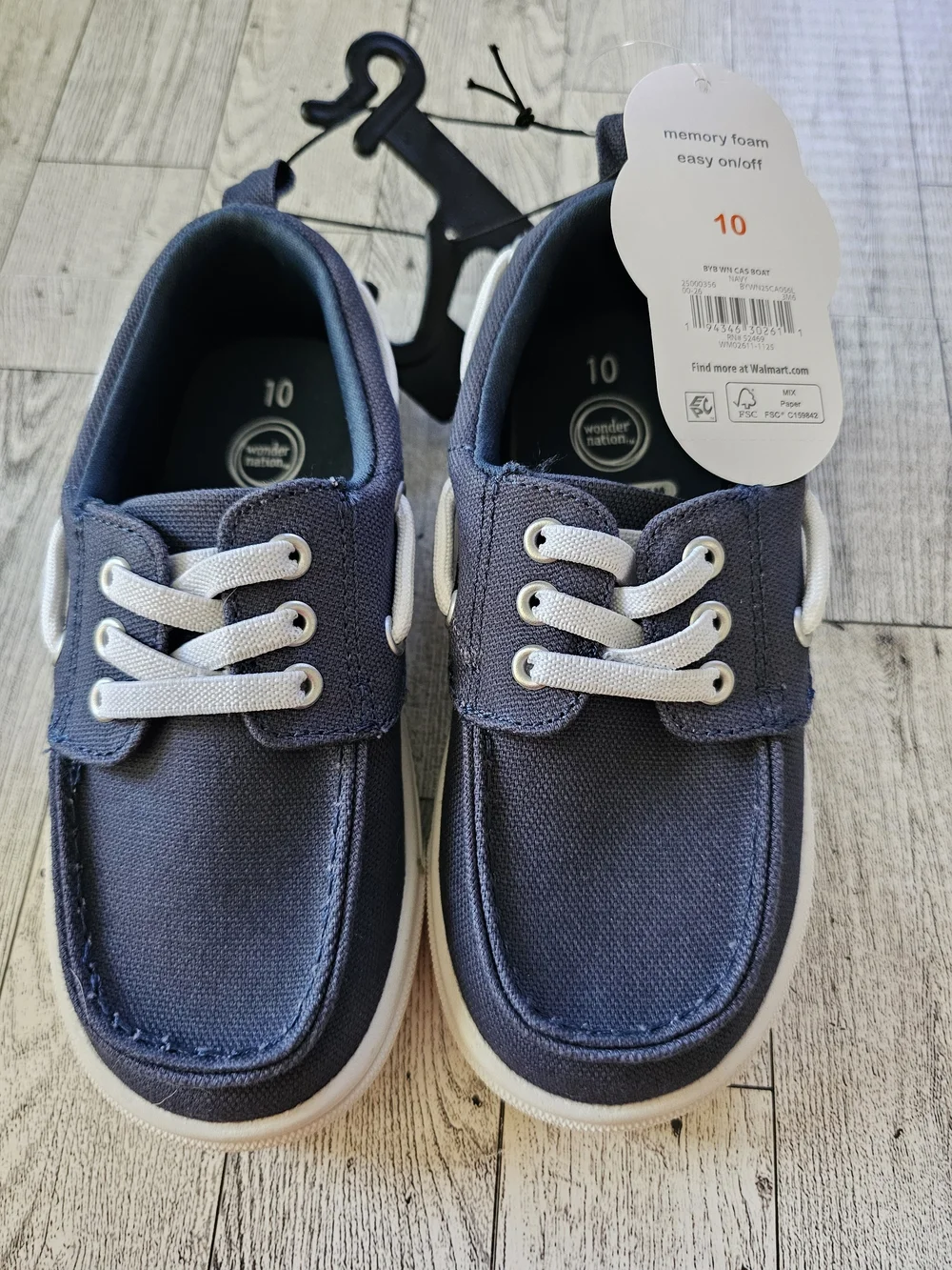 Boys Wonder Nation Slip On Canvas Boat Shoe Navy and White Size 10 Toddler